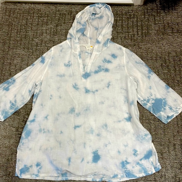 C&C California Linen Hooded Tunic Size 1X - Picture 1 of 4